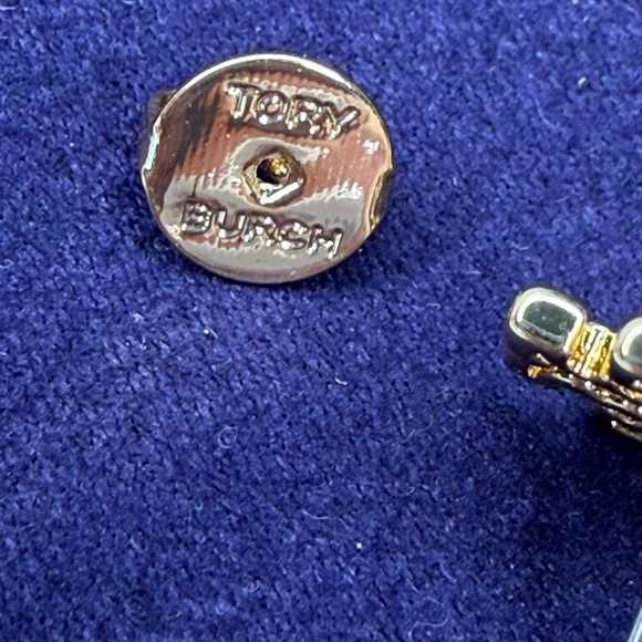 Tory Burch Gold Logo Pearl Tassel Drop Earrings | Statement Dangle - Picture 8 of 12